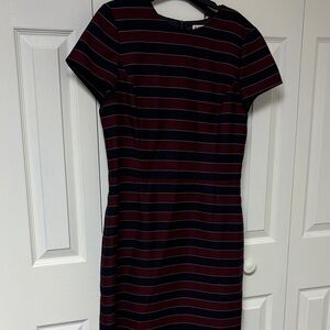 Brooks Brothers Black and Red Striped Midi Dress